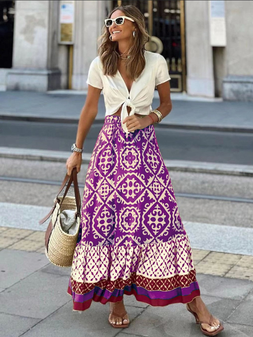 חצאית בסגנון בוהו-רטרו לנשים - דגם פרנקי