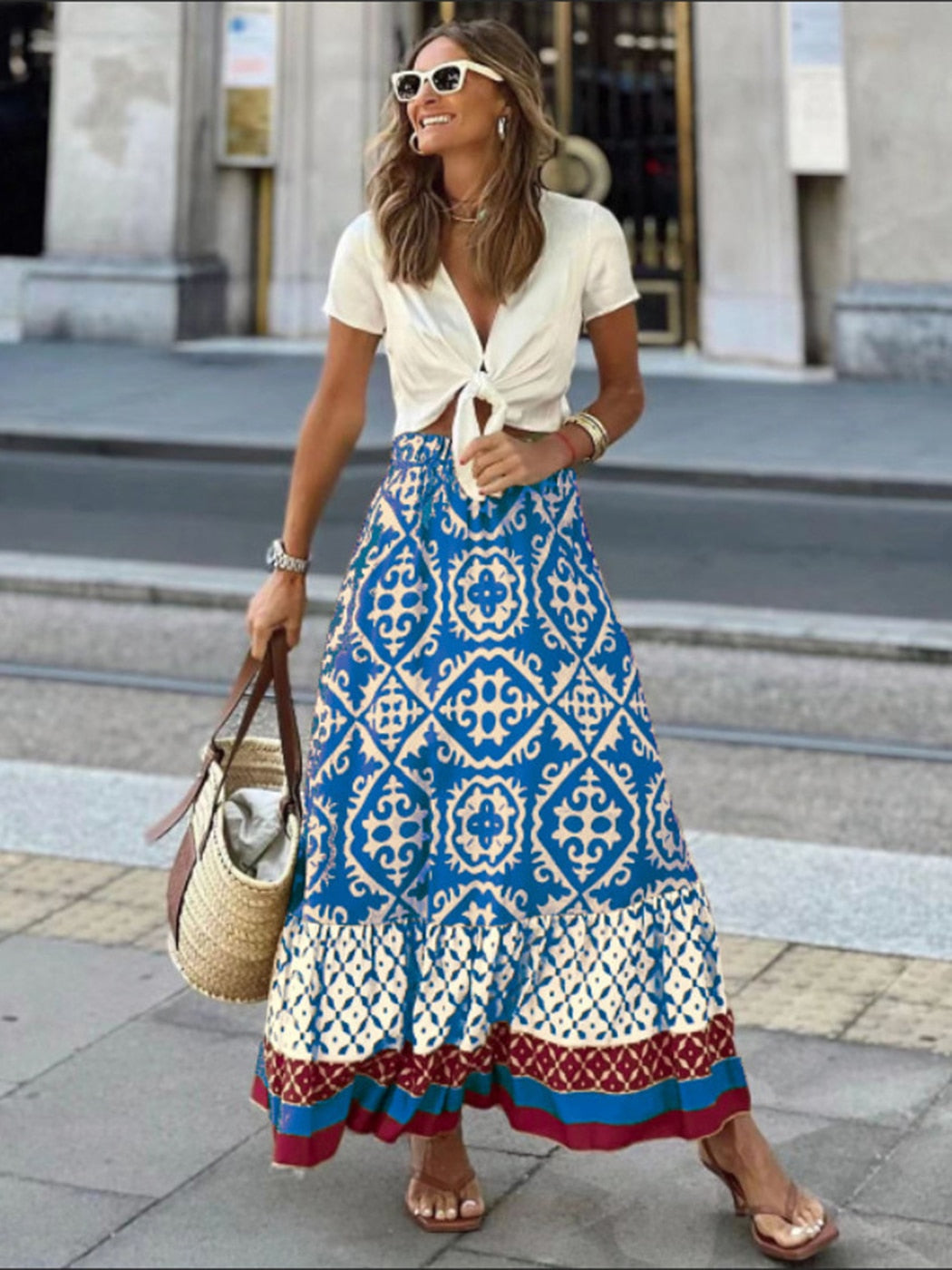 חצאית בסגנון בוהו-רטרו לנשים - דגם פרנקי