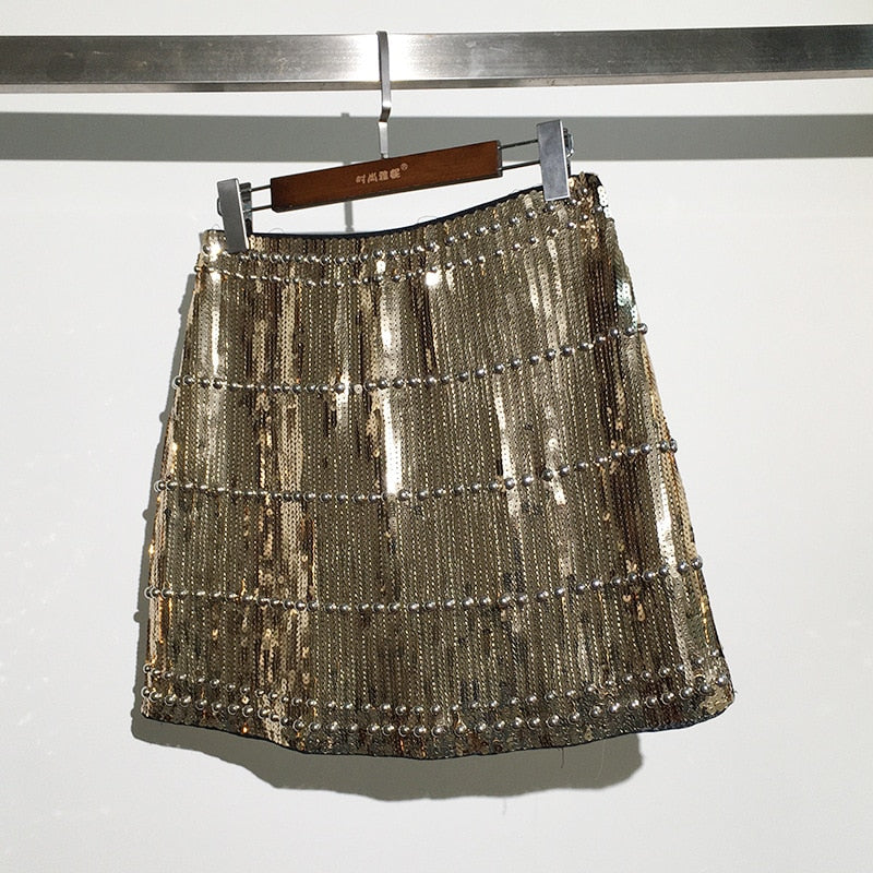 חצאית מיני בעיטור פאייטים לנשים-דגם לורנה