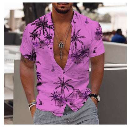 חולצת הוואי שרוול קצר לגברים-דגם אלמוג