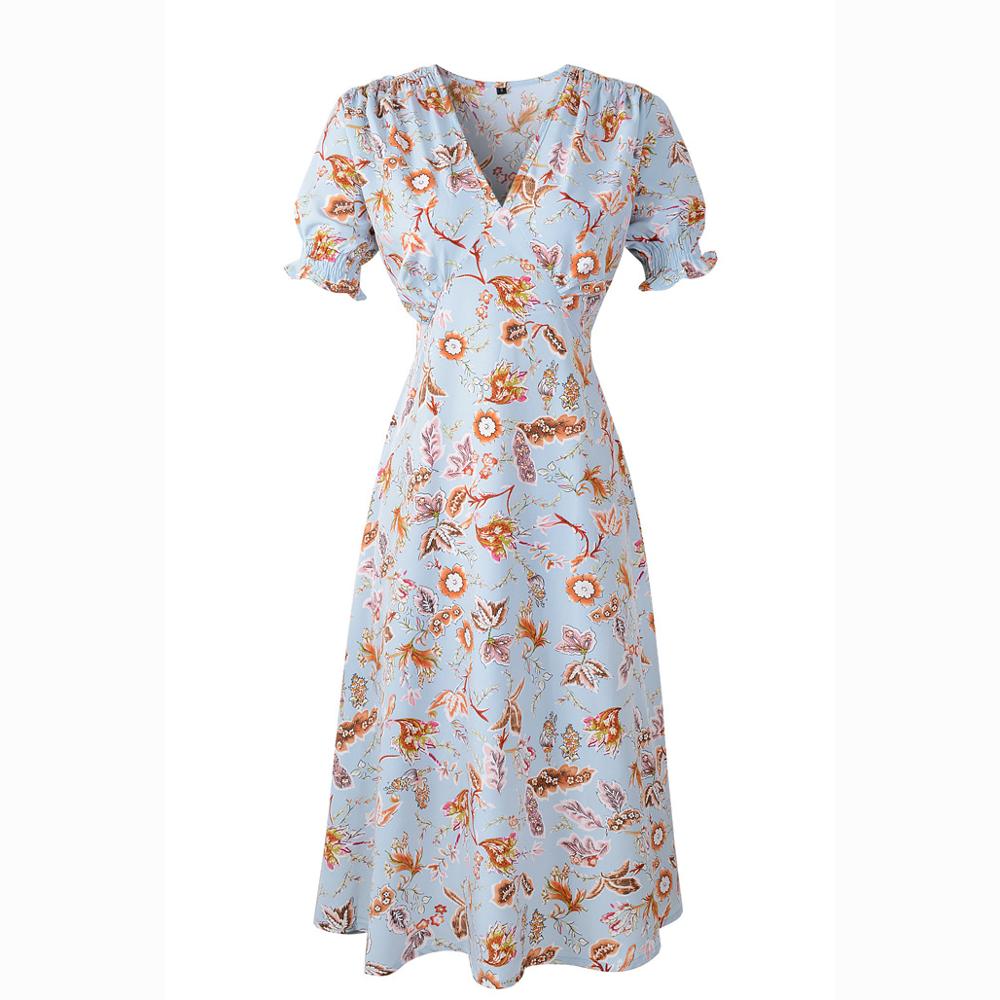 שמלה פרחונית באורך מידי לאשה דגם אוקטביה