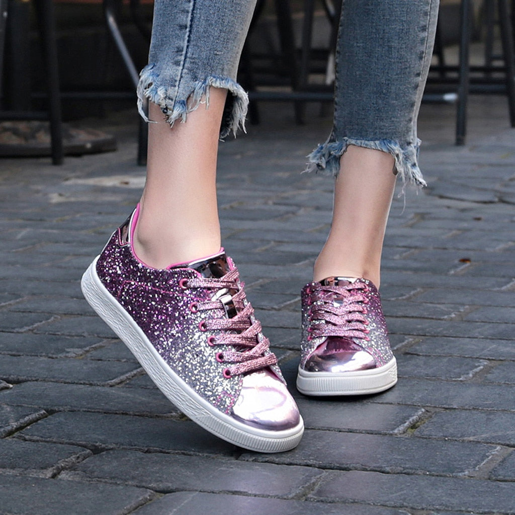 נעלי סניקרס נצנצים בצבע מטאלי- דגם אריאל