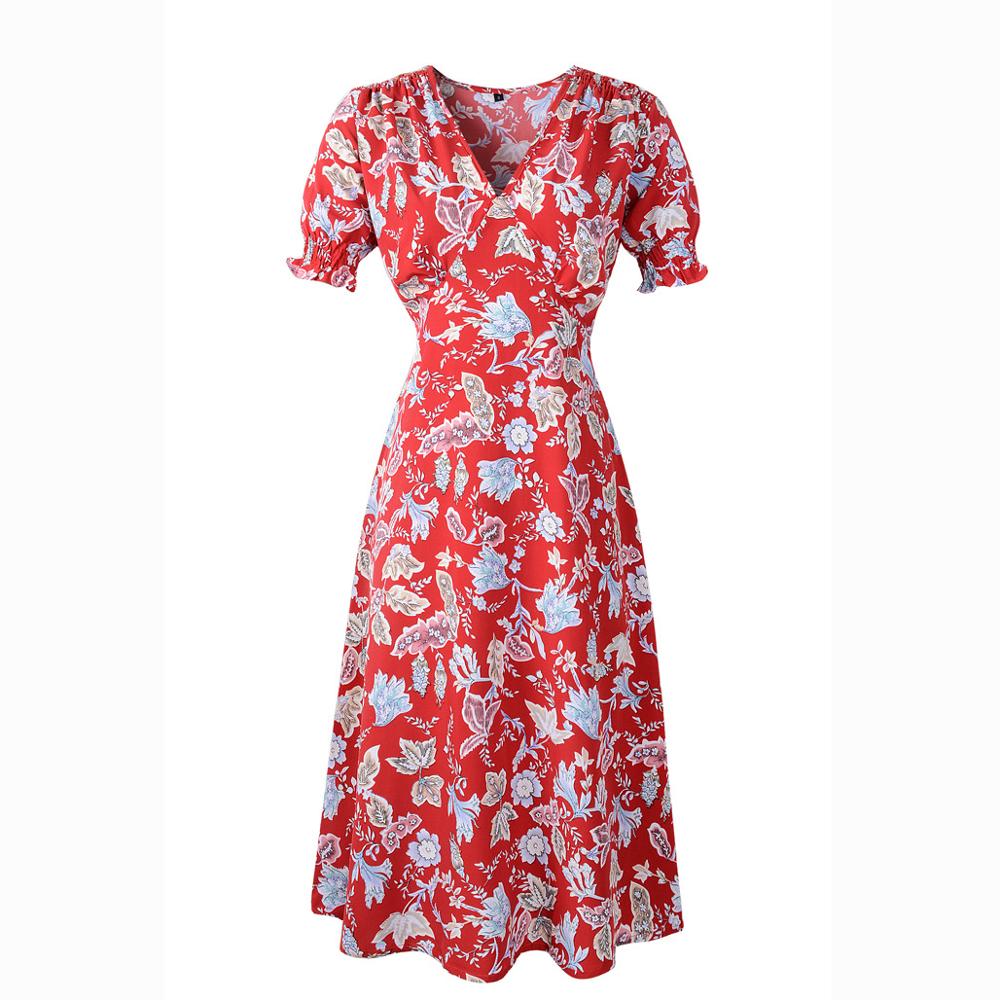 שמלה פרחונית באורך מידי לאשה דגם אוקטביה