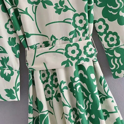 שמלת קיץ פרחונית ירוקה דגם רוגת
