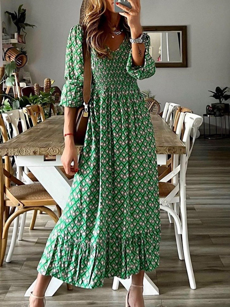 שמלת מקסי בסגנון בוהו לאשה דגם פרנק