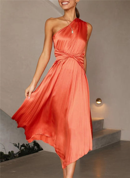 שמלת ערב מהממת ארוכה בעלת כתף חשופה - דגם לוסינדה