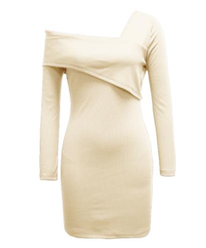 שמלת ערב באורך מיני פתח צוואר א-סימטרי וכתף חשופה - דגם נינט